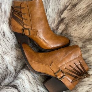 Womens Buckle ankle booties